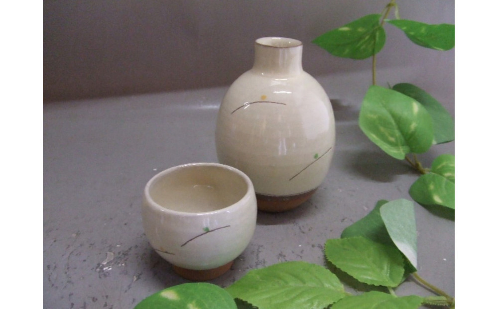 【信楽焼】徳利＆ぐいのみ（粉引）　日本酒　nwu-027