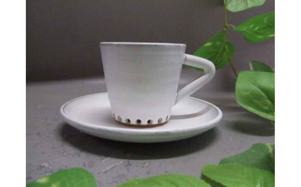 【信楽焼】白雲釉カップ＆ソーサー うつわ　nwu-031