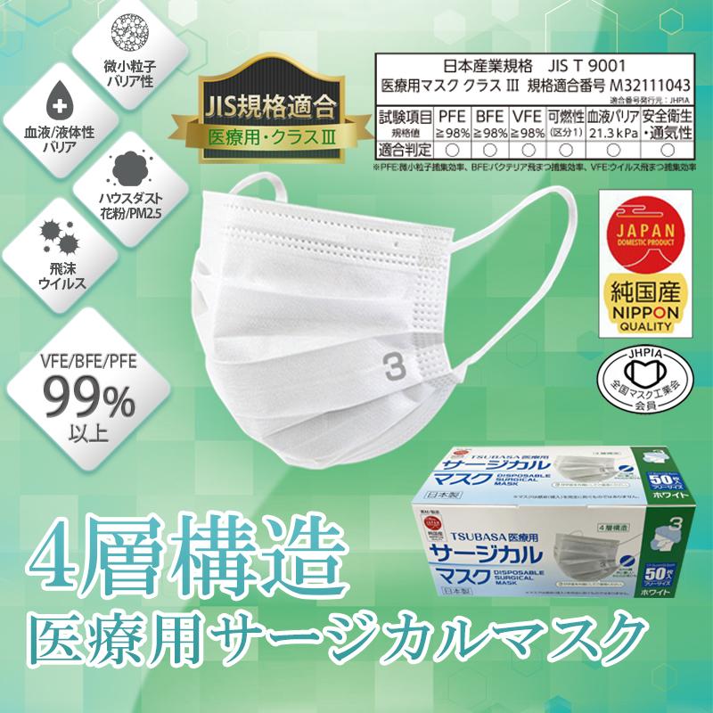 TSUBASA　医療用サージカルマスク3　クラス3　50枚×3箱　