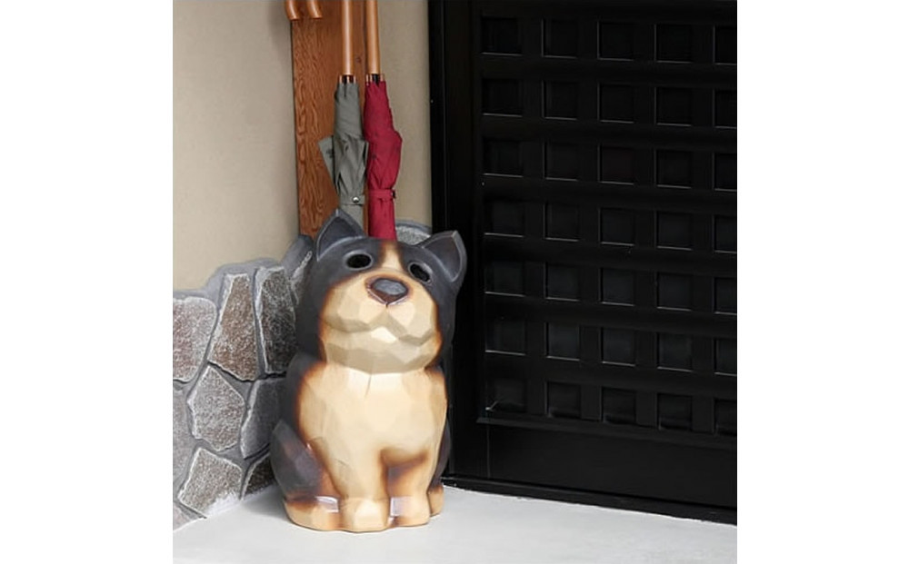 信楽焼 黒犬 陶器 傘立て