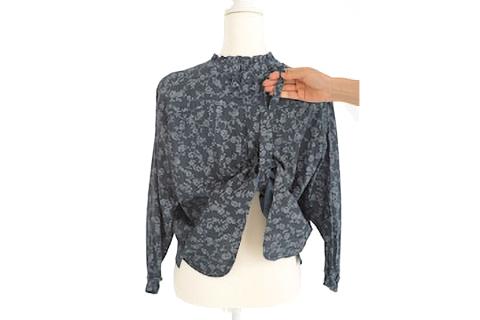 多機能な 介護衣服 La・フック ブルーグレー柄・前ボタン Lサイズ [0292]