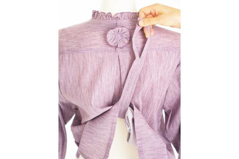 多機能な 介護衣服 La・フック 薄紫柄なし・前ボタン Lサイズ [0300]