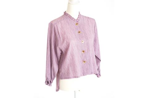 多機能な 介護衣服 La・フック 薄紫柄なし・前ボタン Lサイズ [0300]