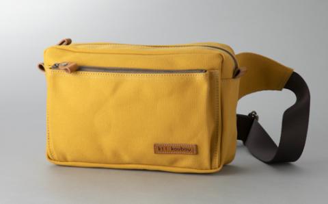 【J-191】ｋｉｉ工房　帆布かばん　ボディーバッグ　マスタード 【高島屋選定品】