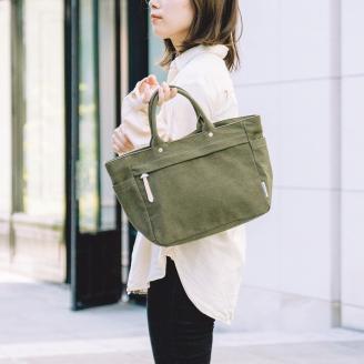 【J-436】HOSOIFUKUROMONO　ミディアムトートバック　マスタード［高島屋選定品］