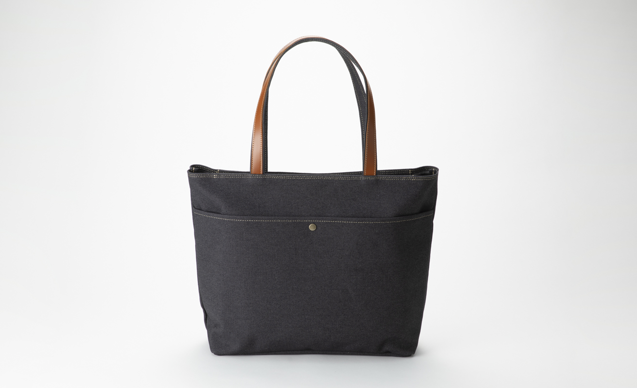 【J-250】ｋｉｉ工房　帆布かばん　ダブルハンドトート ＬＬサイズ 先染め黒【高島屋選定品】