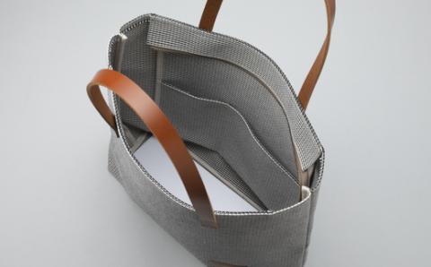 【J-200】ｋｉｉ工房　帆布かばん　口裏ファスナー付き トート 大　千鳥柄 【高島屋選定品】