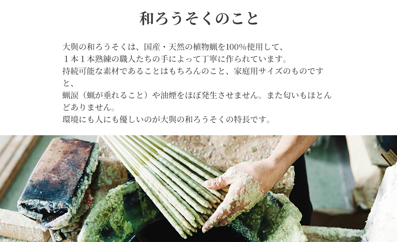 【L-951】大與　和ろうそく ROCKAKUセット　～米ぬかろうそくROCKAKU（10本入り）・ROCKAKU六角豆皿・ROCKAKU六角火消しカエデ～［高島屋選定品］