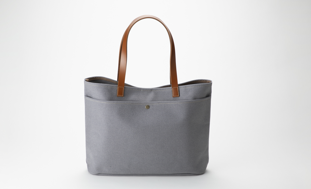 【J-246】ｋｉｉ工房　帆布かばん　スタンダードトートL 手長 先染めグレー【高島屋選定品】
