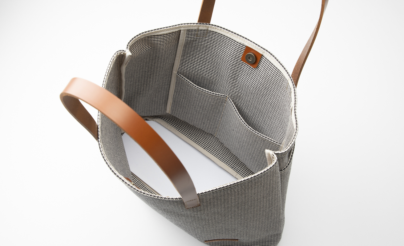 【J-247】ｋｉｉ工房　帆布かばん　スタンダードトートL 手長 千鳥柄【高島屋選定品】