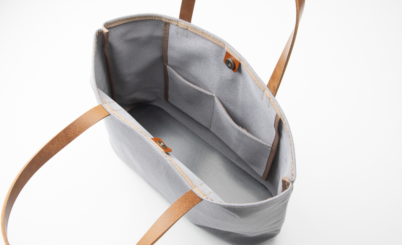 【J-246】ｋｉｉ工房　帆布かばん　スタンダードトートL 手長 先染めグレー【高島屋選定品】