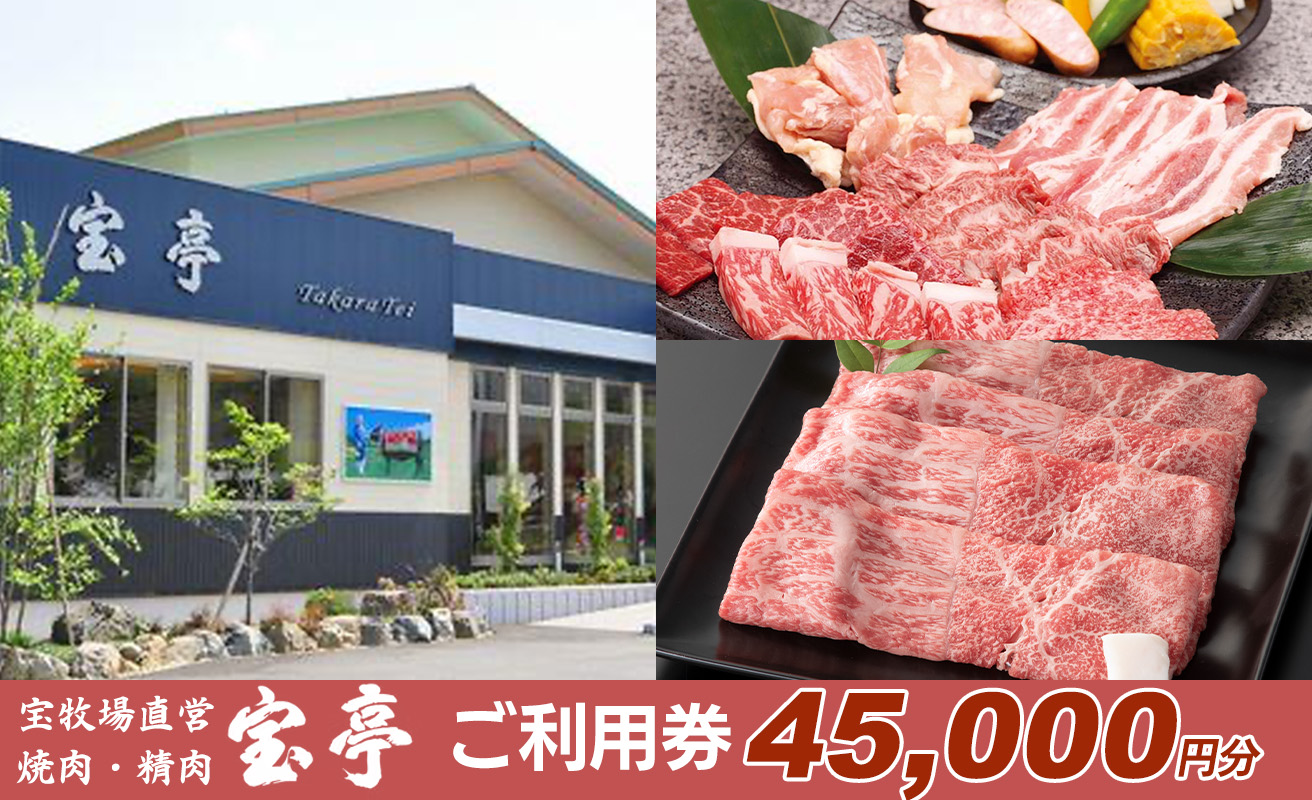 【M-363】宝牧場直営　宝亭本店　レストラン・精肉店　ご利用券 45,000円分［高島屋選定品］