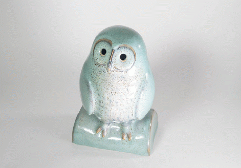 フクロウ置物「止まり木」　A-G04　株式会社 布引焼窯元