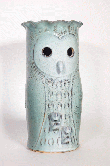 フクロウ傘立て(大) 株式会社布引焼窯元 滋賀県 東近江市 AC03 グリーン ピンク 傘立て 陶器 ふくろう 玄関インテリア 縁起物 七彩天目 焼き物