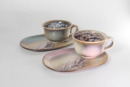 ティーカップセット「桜」ペア 株式会社 布引焼窯元 滋賀県 東近江市 B-G01 布引焼 七彩天目 陶器 和食器 ペアセット