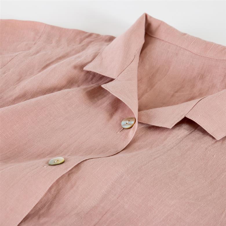 フレンチリネン テーラーカラー前開きレディースパジャマ 株式会社ラブリー パジャマ工房 滋賀県 東近江市 F07 パジャマ レディース 麻 リネン 100% 長袖 前開き 春 夏 涼しい 蒸れない ルームウェア 上下セット 日本製 寝間着