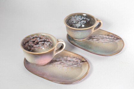 ティーカップセット「桜」ペア 株式会社 布引焼窯元 滋賀県 東近江市 B-G01 布引焼 七彩天目 陶器 和食器 ペアセット