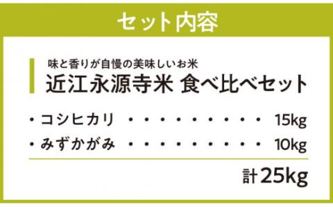 近江永源寺米食べ比べセット 計25kg 株式会社カネキチ 滋賀県 東近江市 H09 米 食べ比べ セット コシヒカリ みずかがみ 25kg 滋賀県産 白米