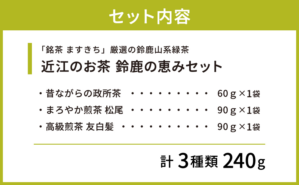 近江のお茶　鈴鹿の恵みセット　A27　銘茶ますきち