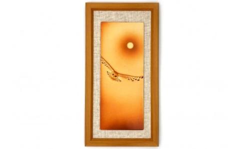 陶額「黄昏に翔ぶ」 株式会社布引焼窯元 滋賀県 東近江市 AA04 陶板 インテリア 壁掛け ふくろう 夕焼け 縁起物 焼き物 伝統工芸 アート