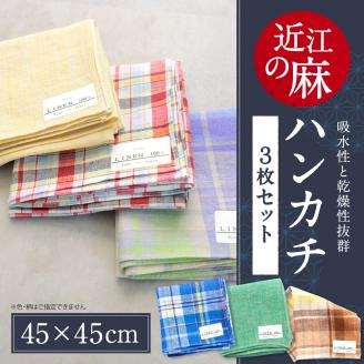 近江の麻ハンカチ3枚セット 麻絲商会 滋賀県 東近江市 A-C01 リネン 吸水 速乾 肌触り ギフト プレゼント 天然素材 日本製 上質 普段使い