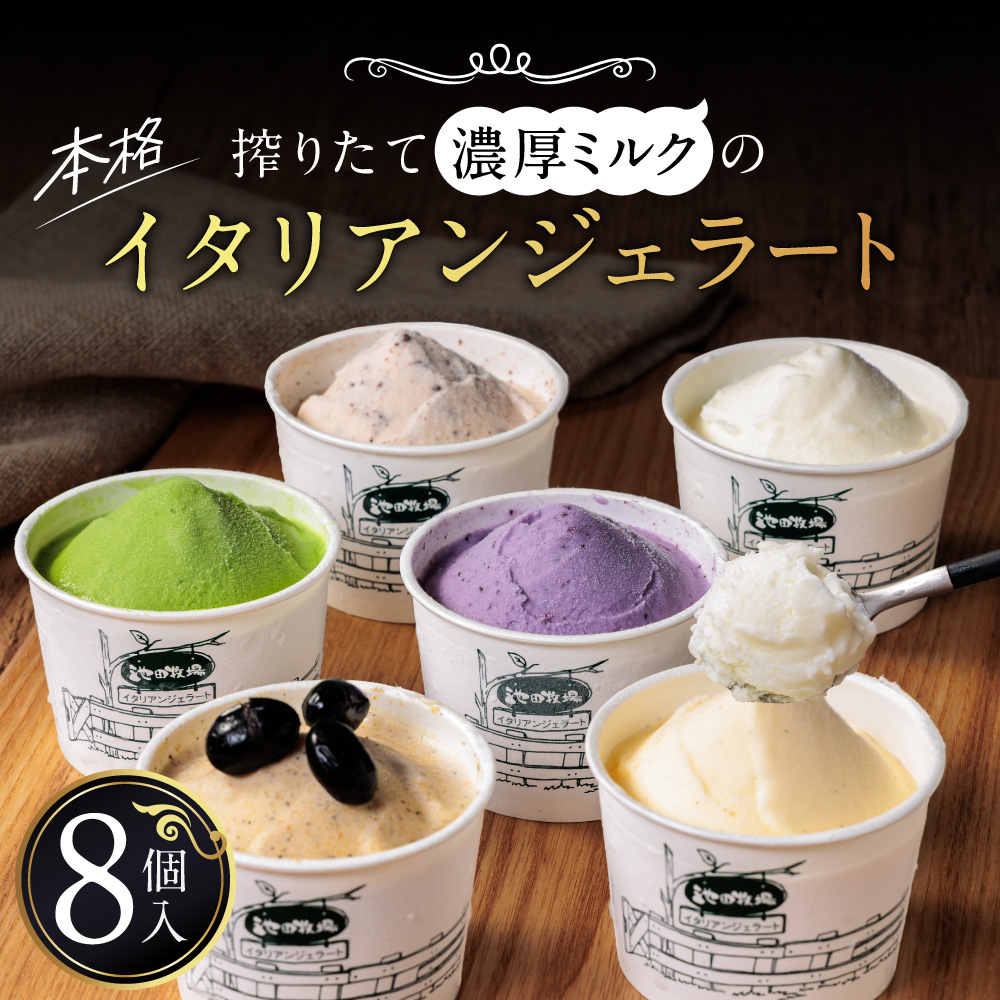 イタリアン ジェラート ミニカップ 詰め合わせ8個入り 池田牧場 滋賀県 東近江市 A-A21 アイス 詰め合わせ スイーツ デザート お取り寄せ 贈り物 ギフト