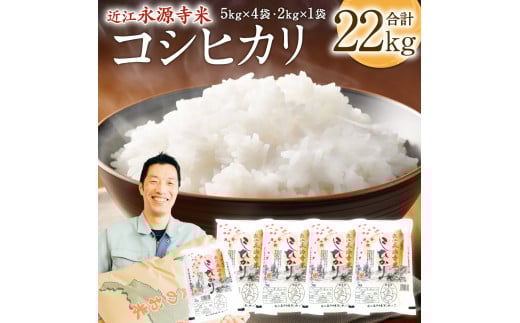 近江永源寺米コシヒカリ 計22kg 株式会社カネキチ 滋賀県 東近江市 E-F02 米 精米 永源寺 こしひかり お米 白米 ご飯