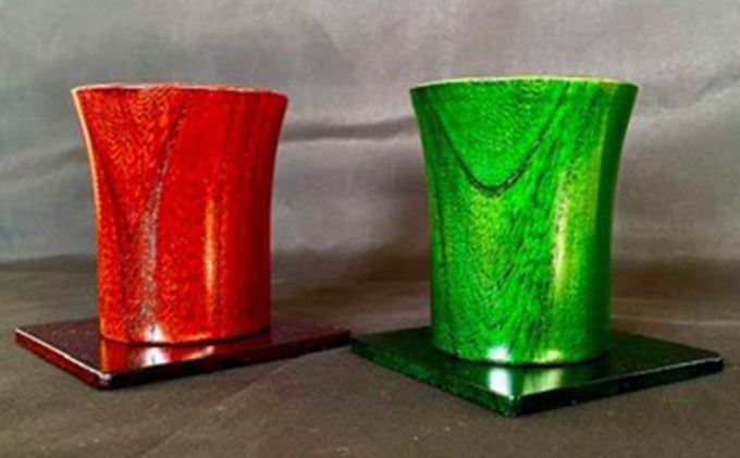 usiru木製コップ＋コースターセット　赤