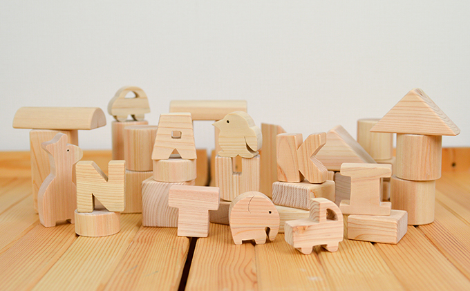 国産ひのき積み木セット（L）名入れ有り