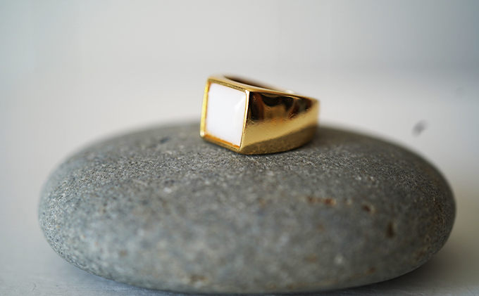 池蝶貝（イケチョウガイ）スクエアリング【18号】