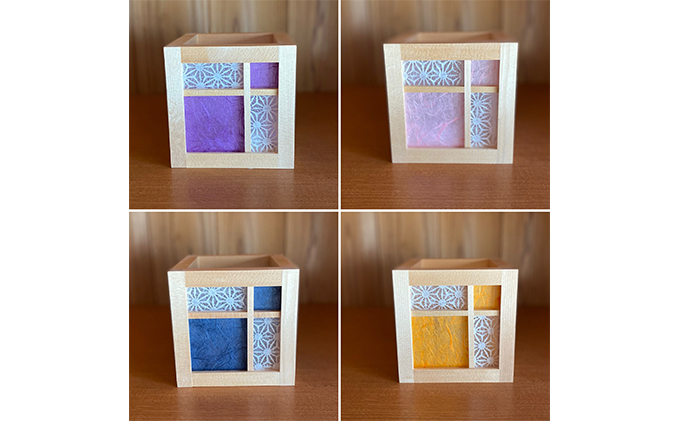 キューブ型あんどん「和あそ美cube」紫
