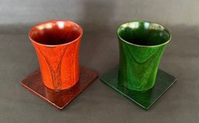 usiru木製コップ＋コースターセット　緑