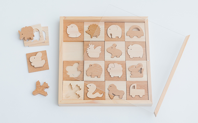 国産ヒノキとケヤキの木製パズル