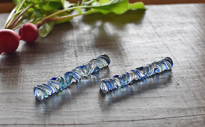 ガラスのカトラリーレスト　ブルー