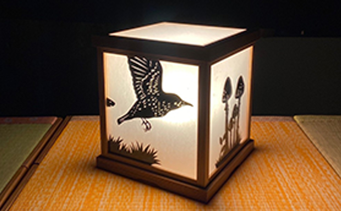 【笹木木工×早川鉄兵】切り絵のあんどん（小鳥）