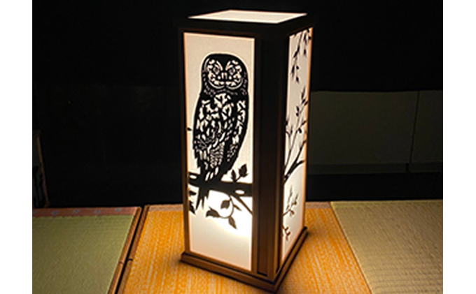 【笹木木工×早川鉄兵】切り絵のあんどん（フクロウ）