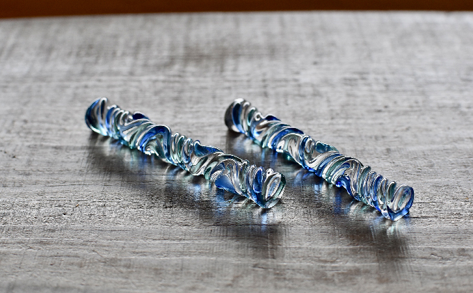 ガラスのカトラリーレスト　ブルー