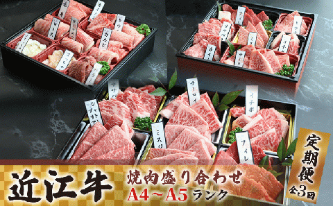 近江牛 焼肉 特上 盛り合わせ 定期便 3回 冷凍 シャトーブリアン ( 近江牛 サーロイン フィレ ヘレ 希少部位 ミスジ クラシタ イチボ ヒウチ ササバラ ラムシン 等 カルビ ロース ハラミ