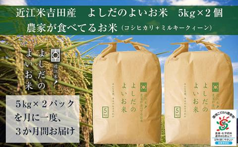 【定期便】令和6年産　よしだのよいお米 近江米農家が食べてるお米　10kg×3回