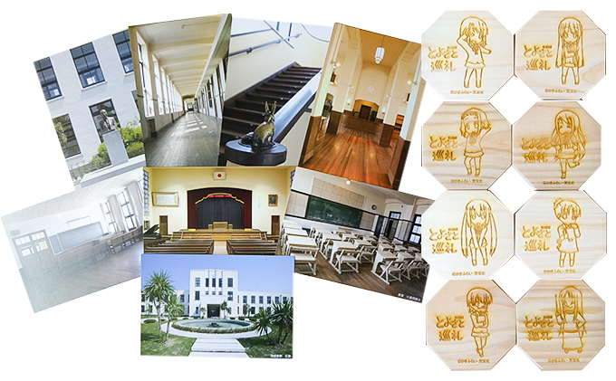 アニメ「けいおん!」コースター8種類と旧豊郷小ポストカードセット