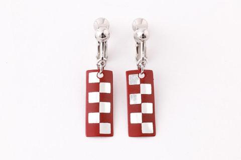 【中嶋象嵌】長四角　イヤリング〈市松〉