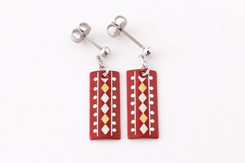 【中嶋象嵌】長四角　ピアス〈ダイヤ〉