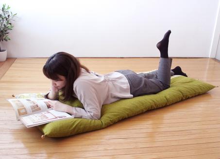 【洛中高岡屋】カバータイプごろ寝敷きふとん（ゆったりサイズ・萌黄フローラル）