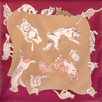 【三陽商事】浅山美里97cm風呂敷（CATS）(京都/大判/猫/ネコ/薄手/エコバック/綿100％)