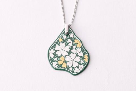 ◇【中嶋象嵌】ナシ型ペンダント〈グリーン〉