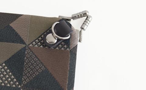 【AYANOKOJI】天溝がま口ウォレット(帯地風車柄　珈琲)