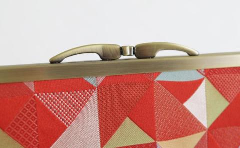 【AYANOKOJI】復刻型がま口長財布(帯地風車柄　赤)