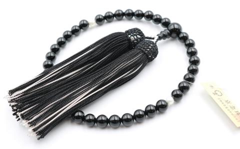 【中郷の京念珠】女性用 オニキス（淡水真珠入り）の数珠（じゅず）＋数珠袋＋金封ふくさ 3点セット