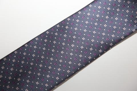 【西陣活性化を応援！】シルク100％西陣織ネクタイ（四つ菱・グレー）