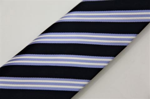 【西陣活性化を応援！】シルク１００％西陣織ネクタイ（ストライプ・黒色）